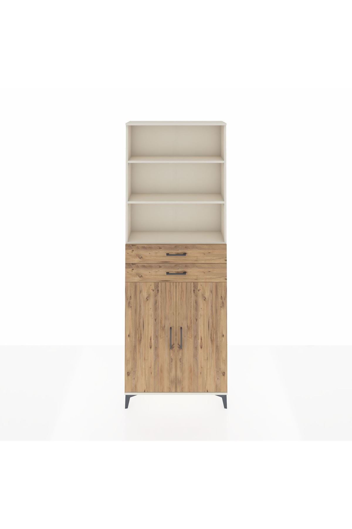 Arges Dolap 4 Raflı 2 Çekmeceli 2 Kapaklı 88x30x243 Aytaşı-Çam