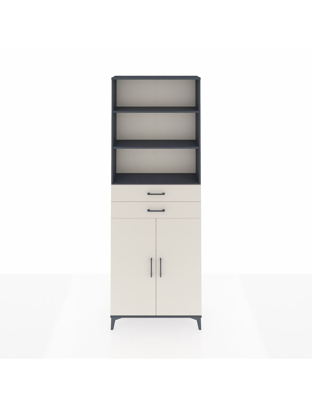 Arges Dolap 4 Raflı 2 Çekmeceli 2 Kapaklı 88x30x243 Antrasit-Aytaşı