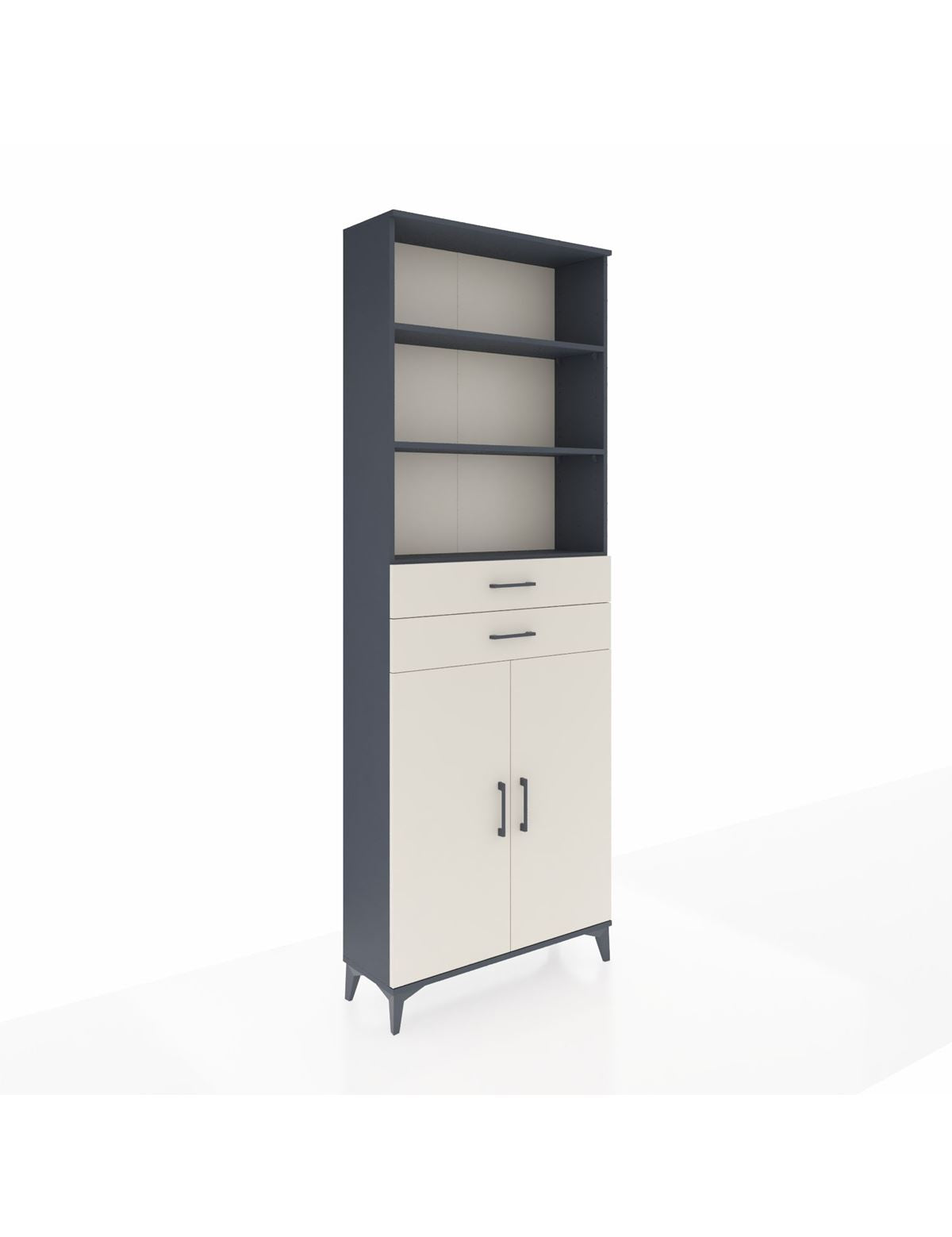 Arges Dolap 4 Raflı 2 Çekmeceli 2 Kapaklı 88x30x243 Antrasit-Aytaşı