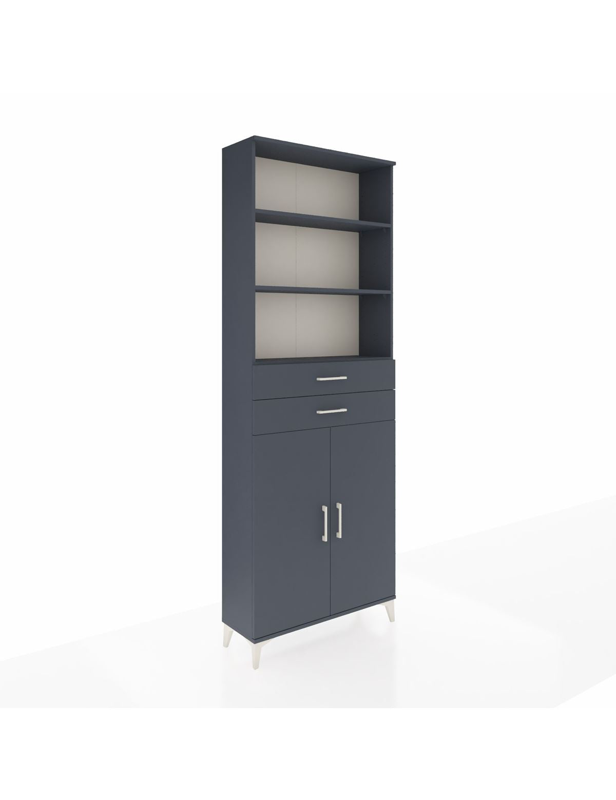 Arges Dolap 4 Raflı 2 Çekmeceli 2 Kapaklı 88x30x243 Antrasit-Antrasit