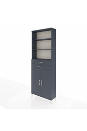 Arges Dolap 4 Raflı 2 Çekmeceli 2 Kapaklı 88x30x243 Antrasit-Antrasit