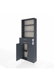 Arges Dolap 4 Raflı 2 Çekmeceli 2 Kapaklı 88x30x243 Antrasit-Antrasit