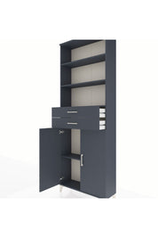 Arges Dolap 4 Raflı 2 Çekmeceli 2 Kapaklı 88x30x243 Antrasit-Antrasit