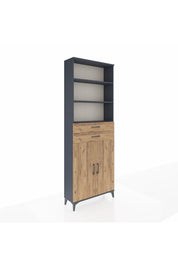 Arges Dolap 4 Raflı 2 Çekmeceli 2 Kapaklı 88x30x243 Antrasit-Çam