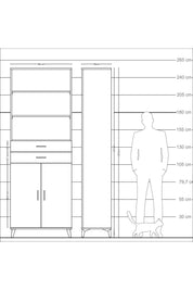 Arges Dolap 4 Raflı 2 Çekmeceli 2 Kapaklı 88x30x243 Antrasit-Antrasit
