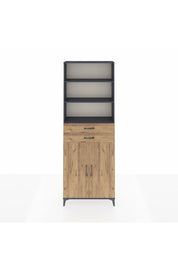 Arges Dolap 4 Raflı 2 Çekmeceli 2 Kapaklı 88x30x243 Antrasit-Çam