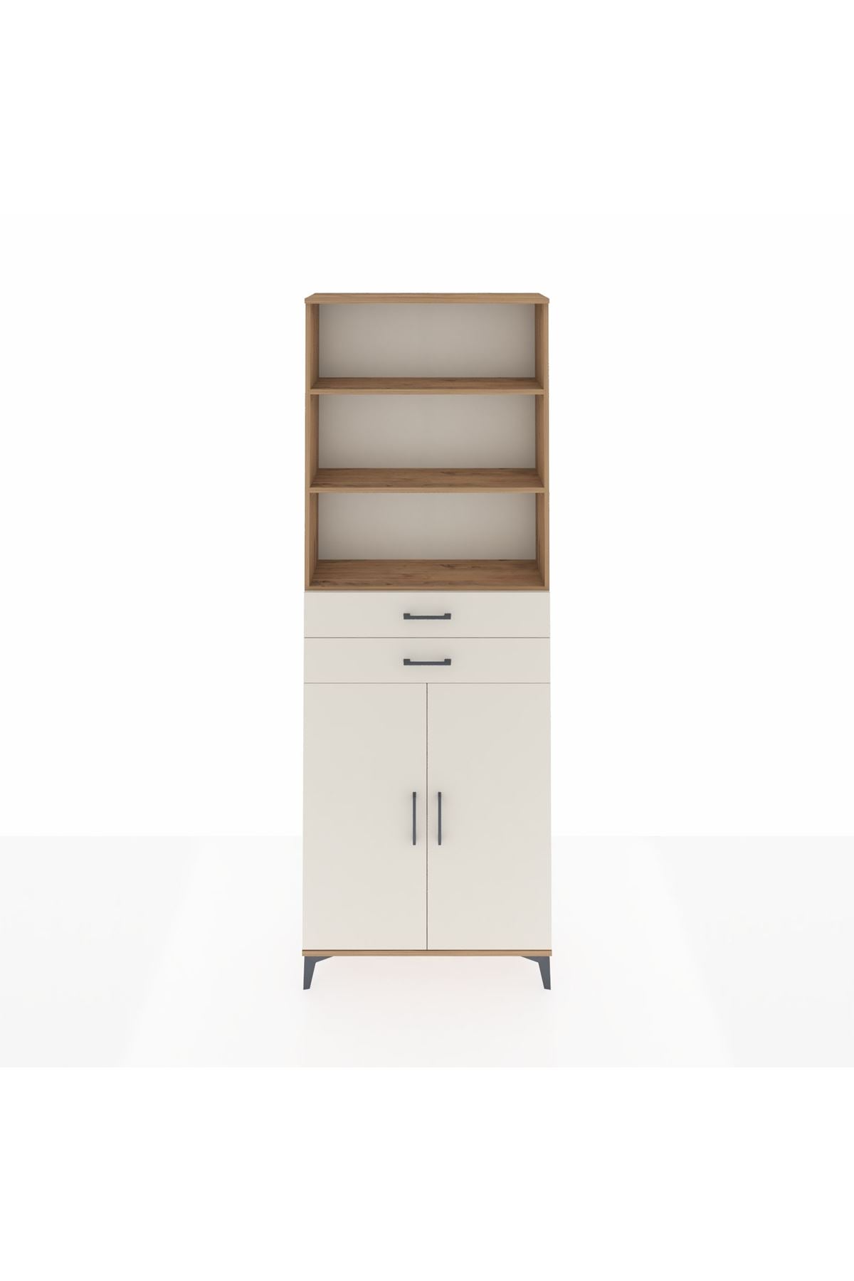 Arges Dolap 4 Raflı 2 Çekmeceli 2 Kapaklı 88x30x243 Çam-Aytaşı