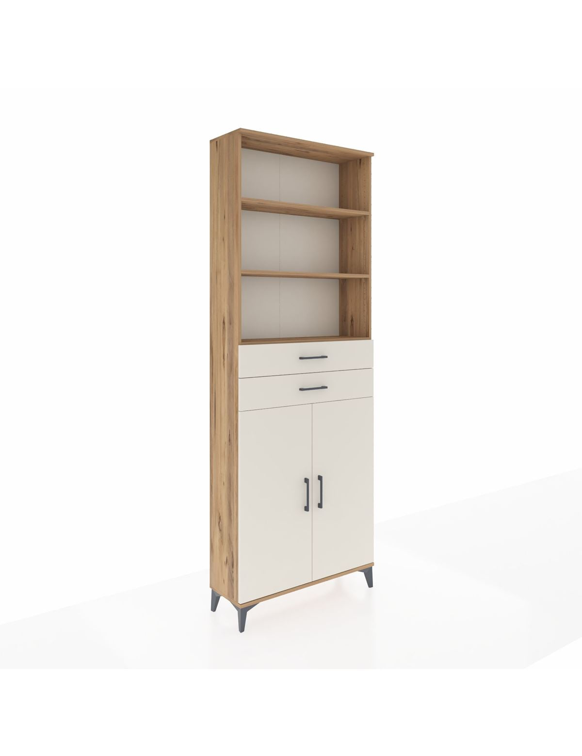 Arges Dolap 4 Raflı 2 Çekmeceli 2 Kapaklı 88x30x243 Çam-Aytaşı