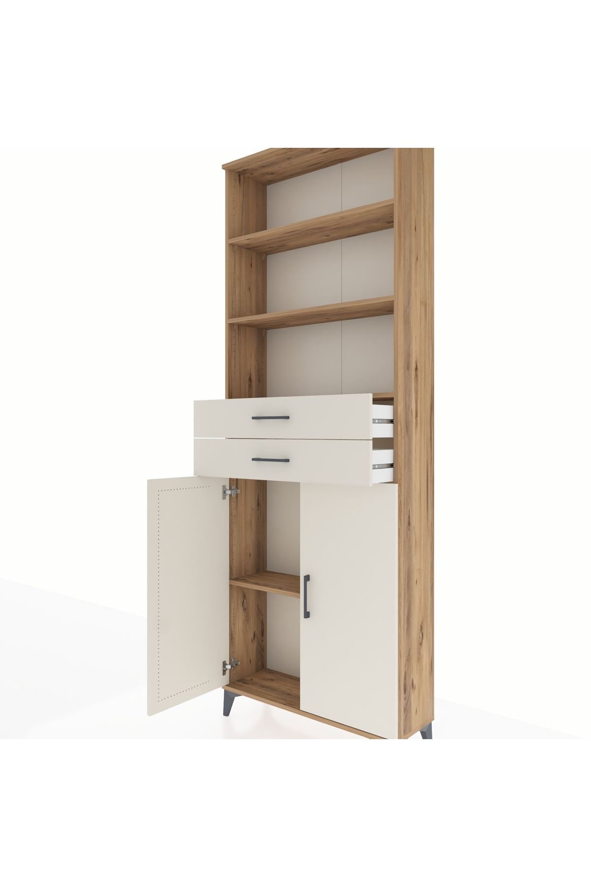 Arges Dolap 4 Raflı 2 Çekmeceli 2 Kapaklı 88x30x243 Çam-Aytaşı