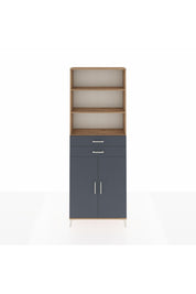 Arges Dolap 4 Raflı 2 Çekmeceli 2 Kapaklı 88x30x243 Çam-Antrasit