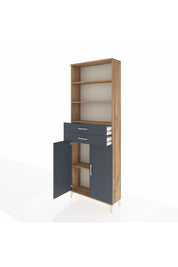 Arges Dolap 4 Raflı 2 Çekmeceli 2 Kapaklı 88x30x243 Çam-Antrasit