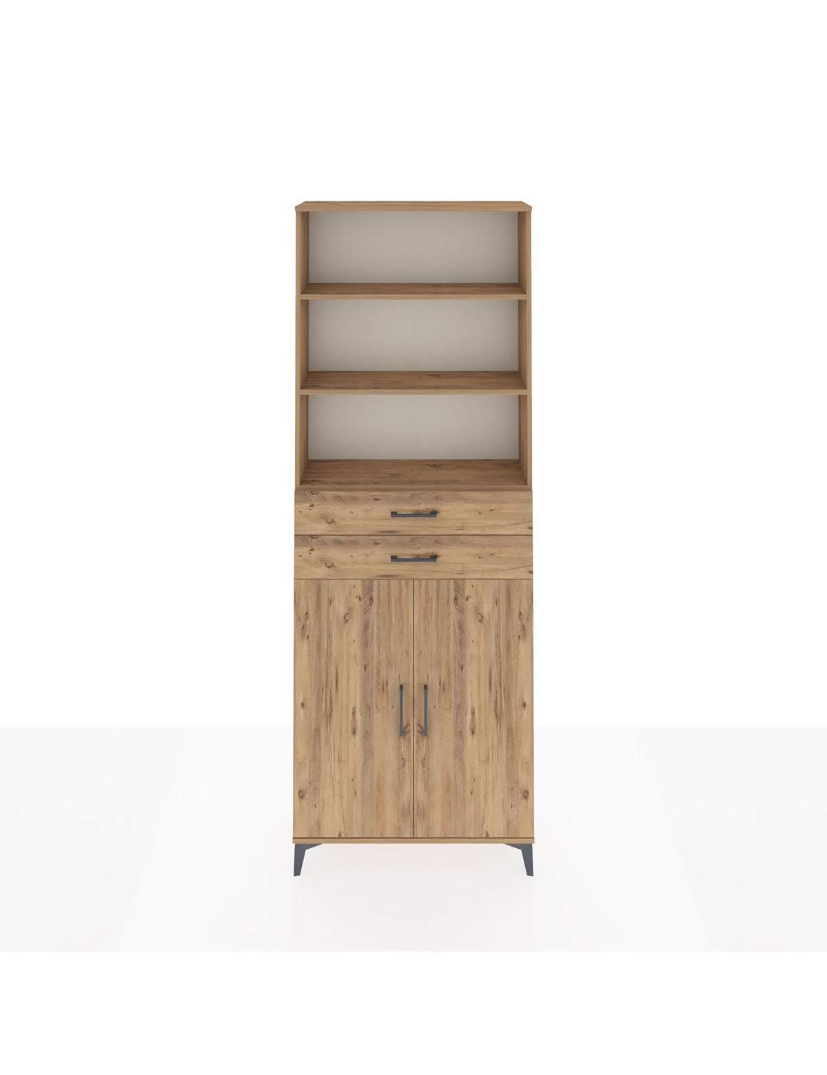 Arges Dolap 4 Raflı 2 Çekmeceli 2 Kapaklı 88x30x243 Çam-Çam