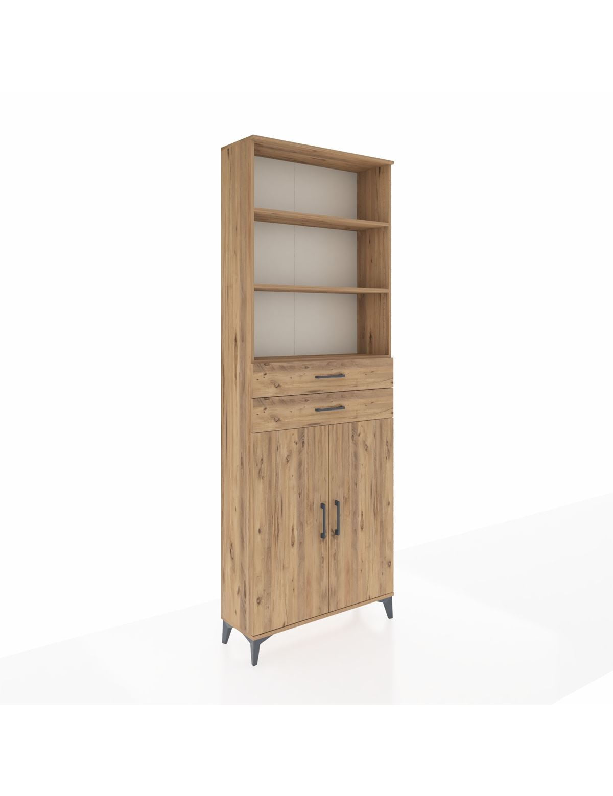 Arges Dolap 4 Raflı 2 Çekmeceli 2 Kapaklı 88x30x243 Çam-Çam