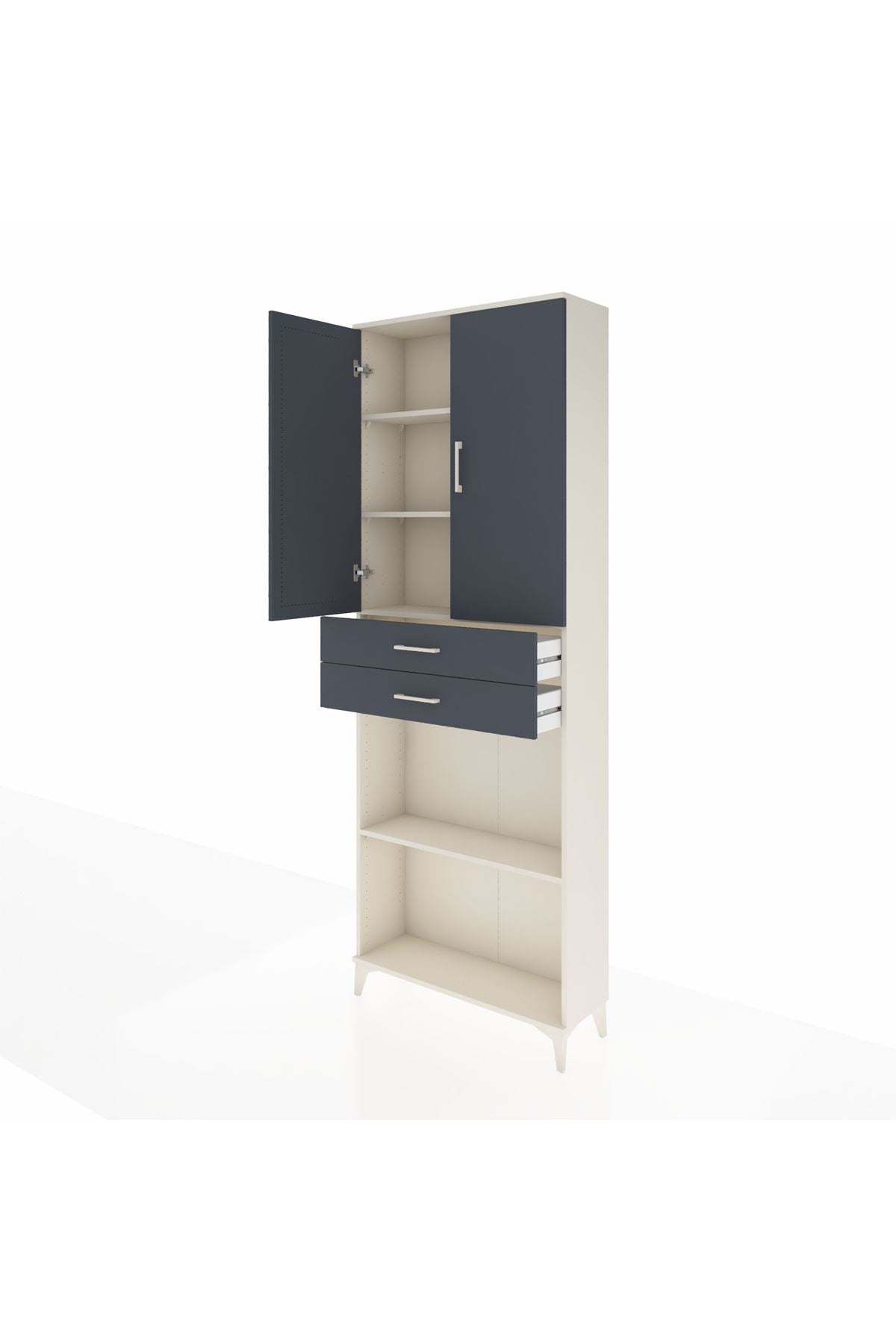 Arges Dolap 4 Raflı 2 Çekmeceli 2 Kapaklı 88x30x243 Aytaşı-Antrasit