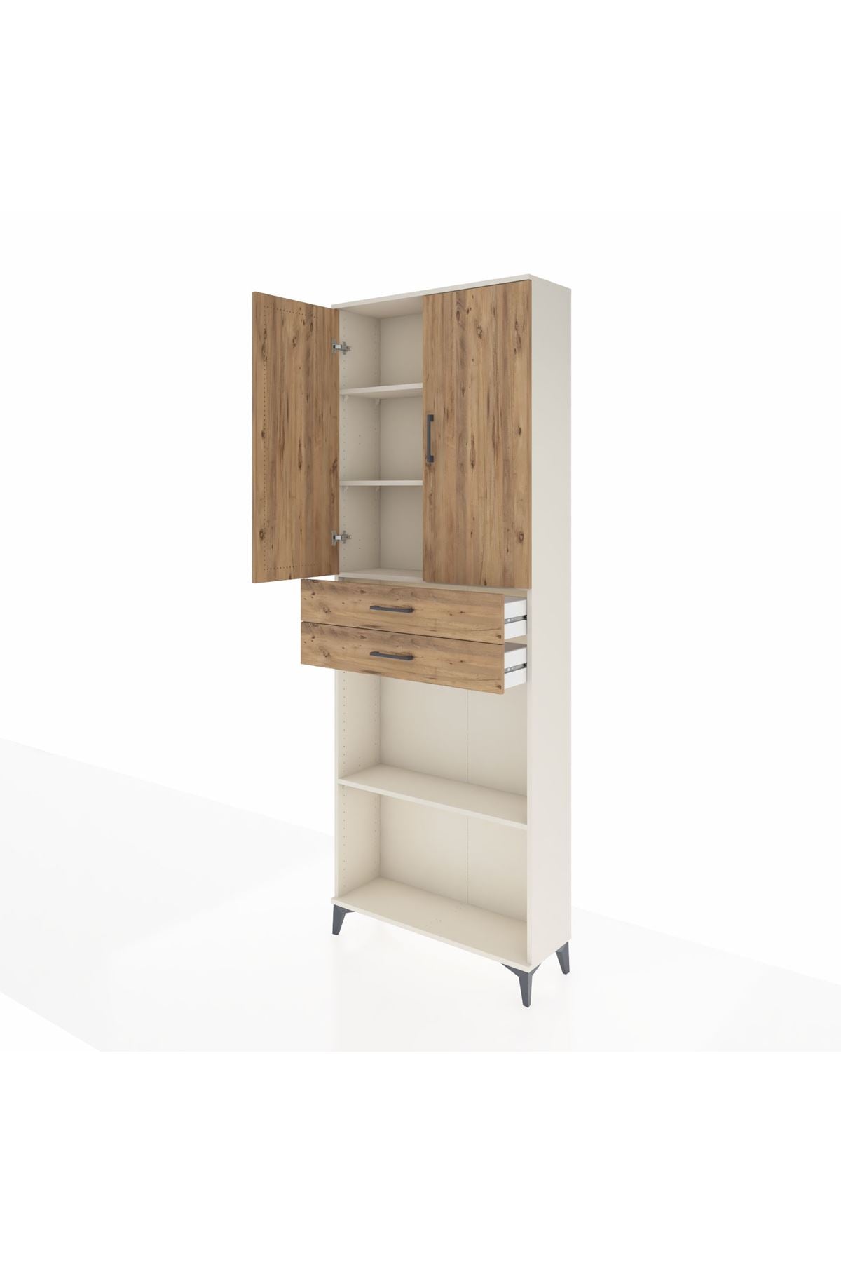 Arges Dolap 4 Raflı 2 Çekmeceli 2 Kapaklı 88x30x243 Aytaşı-Çam