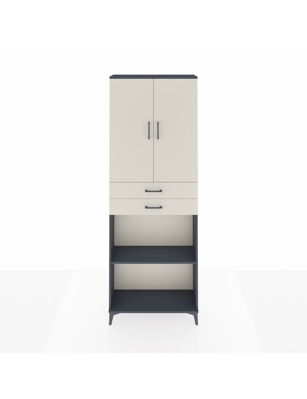 Arges Dolap 4 Raflı 2 Çekmeceli 2 Kapaklı 88x30x243 Antrasit-Aytaşı