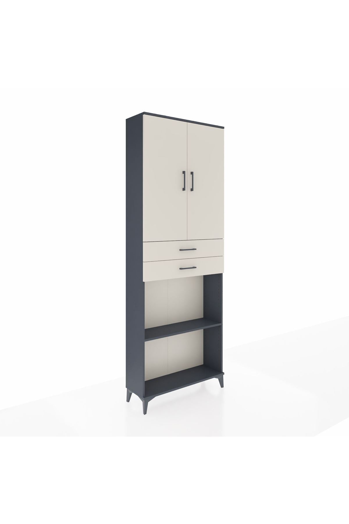 Arges Dolap 4 Raflı 2 Çekmeceli 2 Kapaklı 88x30x243 Antrasit-Aytaşı