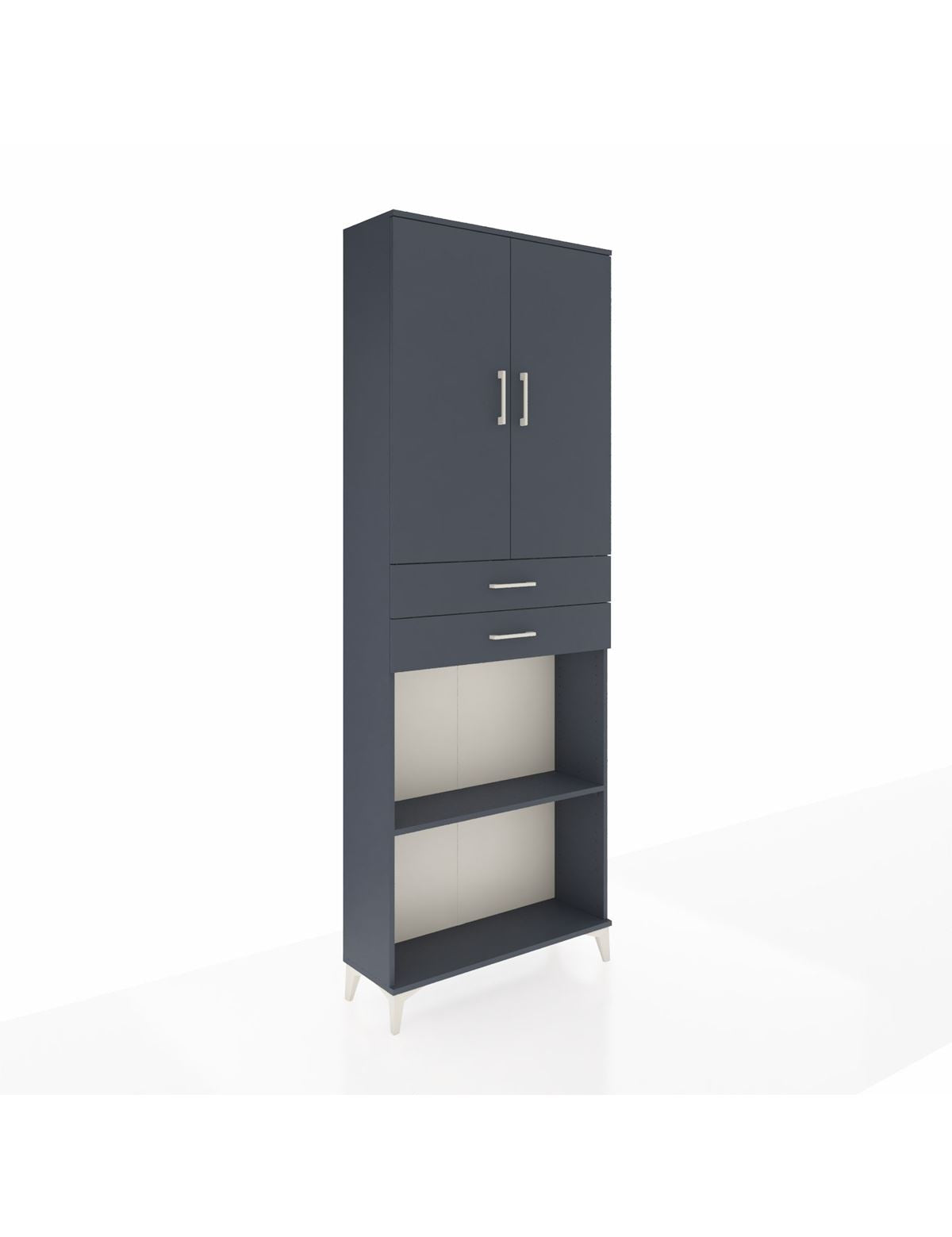 Arges Dolap 4 Raflı 2 Çekmeceli 2 Kapaklı 88x30x243 Antrasit-Antrasit