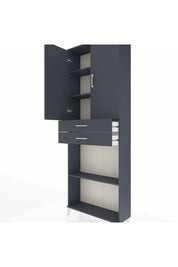 Arges Dolap 4 Raflı 2 Çekmeceli 2 Kapaklı 88x30x243 Antrasit-Antrasit