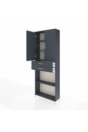 Arges Dolap 4 Raflı 2 Çekmeceli 2 Kapaklı 88x30x243 Antrasit-Antrasit