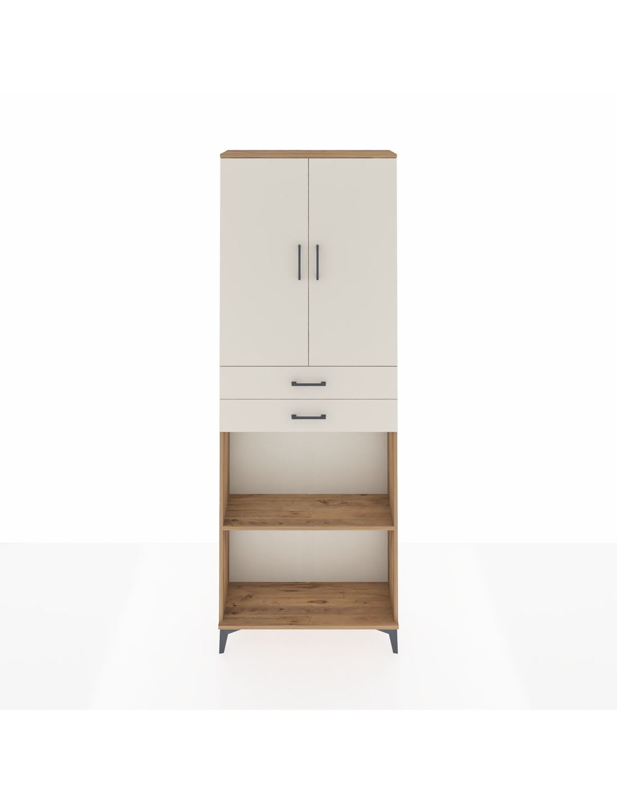 Arges Dolap 4 Raflı 2 Çekmeceli 2 Kapaklı 88x30x243 Çam-Aytaşı