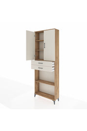 Arges Dolap 4 Raflı 2 Çekmeceli 2 Kapaklı 88x30x243 Çam-Aytaşı