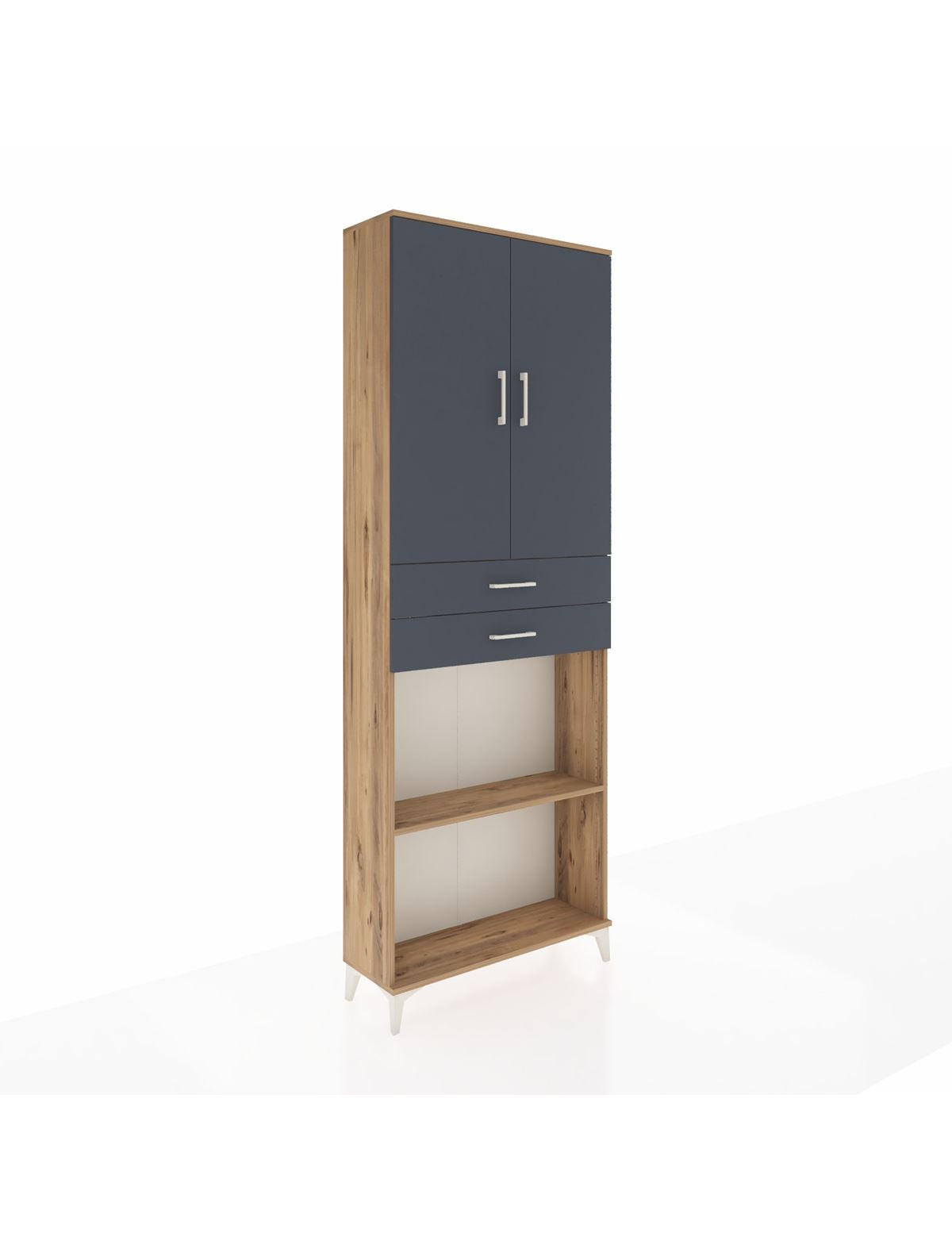 Arges Dolap 4 Raflı 2 Çekmeceli 2 Kapaklı 88x30x243 Çam-Antrasit