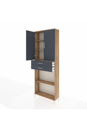 Arges Dolap 4 Raflı 2 Çekmeceli 2 Kapaklı 88x30x243 Çam-Antrasit