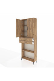 Arges Dolap 4 Raflı 2 Çekmeceli 2 Kapaklı 88x30x243 Çam-Çam