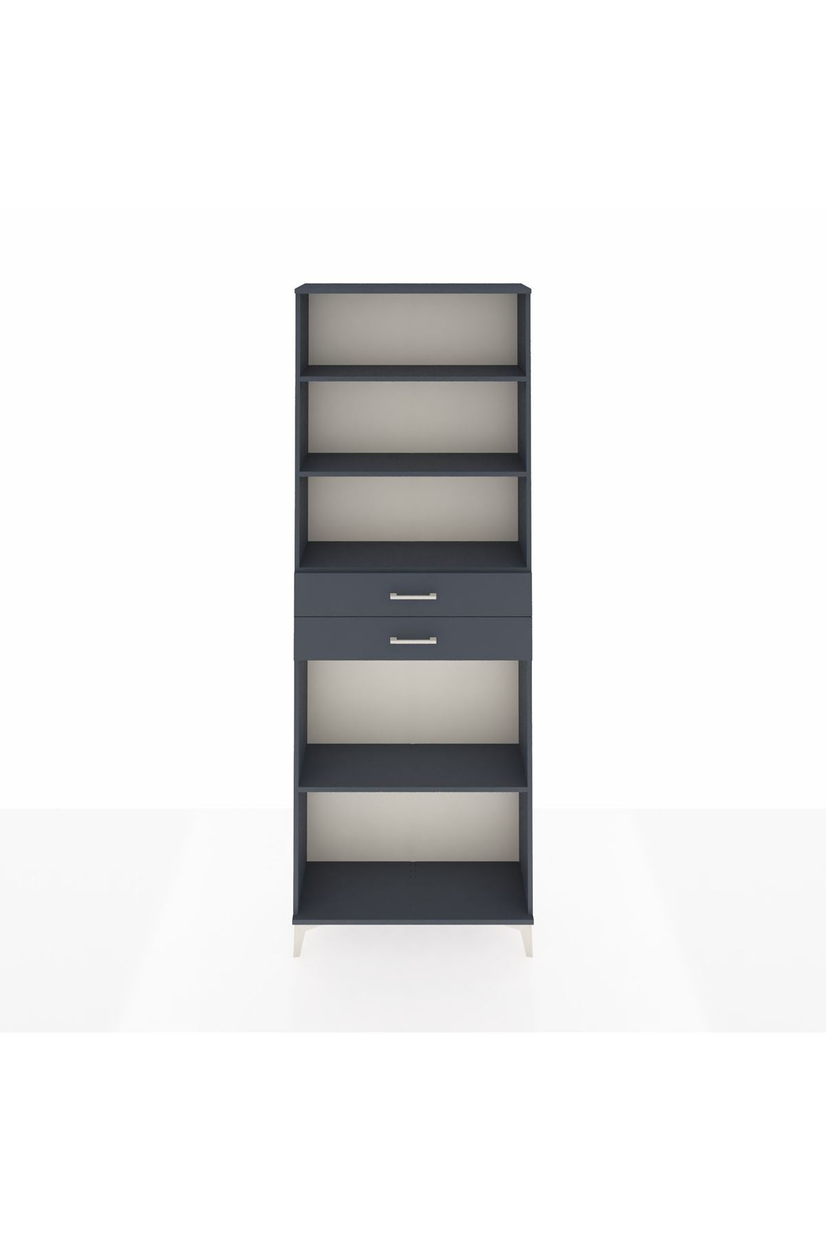 Arges Dolap 4 Raflı 2 Çekmeceli 88x30x243 Antrasit-Antrasit