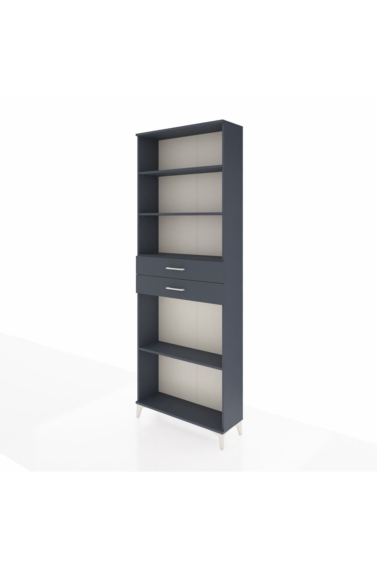 Arges Dolap 4 Raflı 2 Çekmeceli 88x30x243 Antrasit-Antrasit