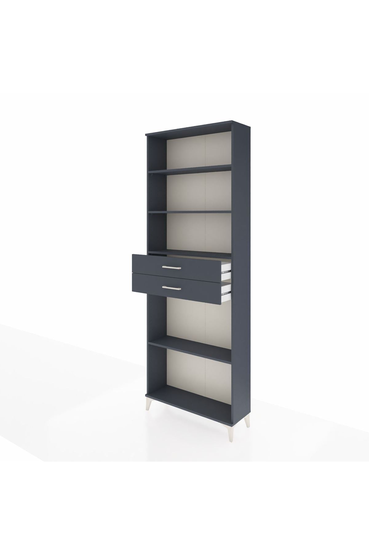 Arges Dolap 4 Raflı 2 Çekmeceli 88x30x243 Antrasit-Antrasit