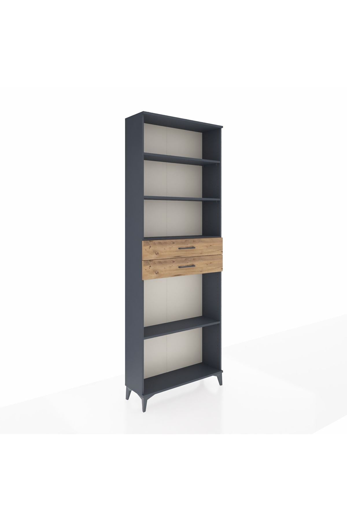 Arges Dolap 4 Raflı 2 Çekmeceli 88x30x243 Antrasit-Çam