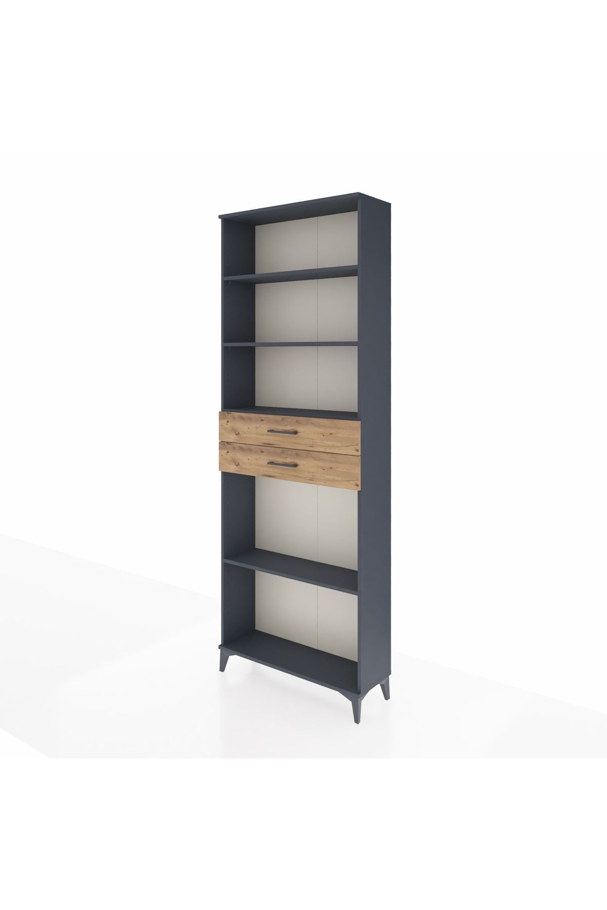 Arges Dolap 4 Raflı 2 Çekmeceli 88x30x243 Antrasit-Çam