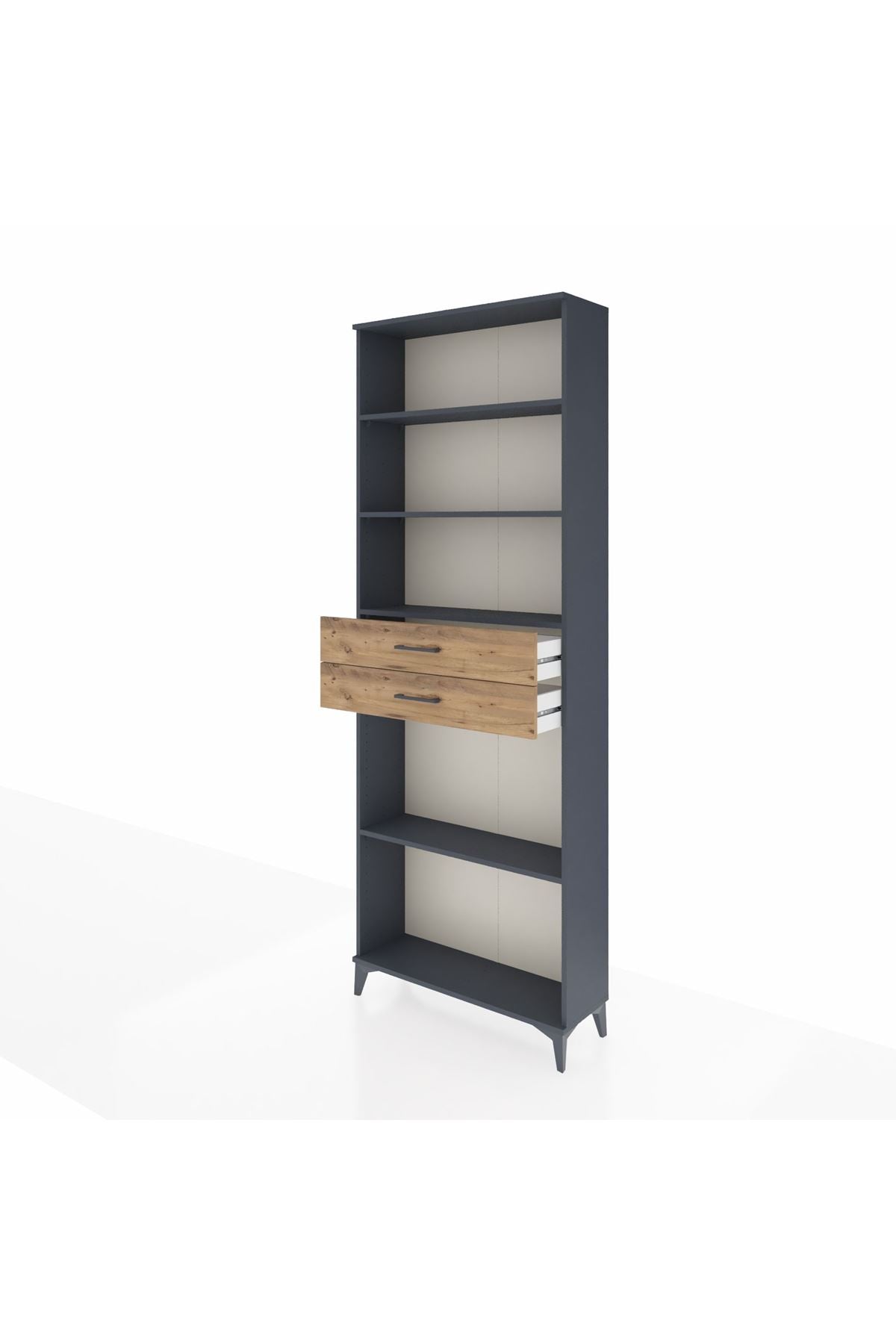 Arges Dolap 4 Raflı 2 Çekmeceli 88x30x243 Antrasit-Çam