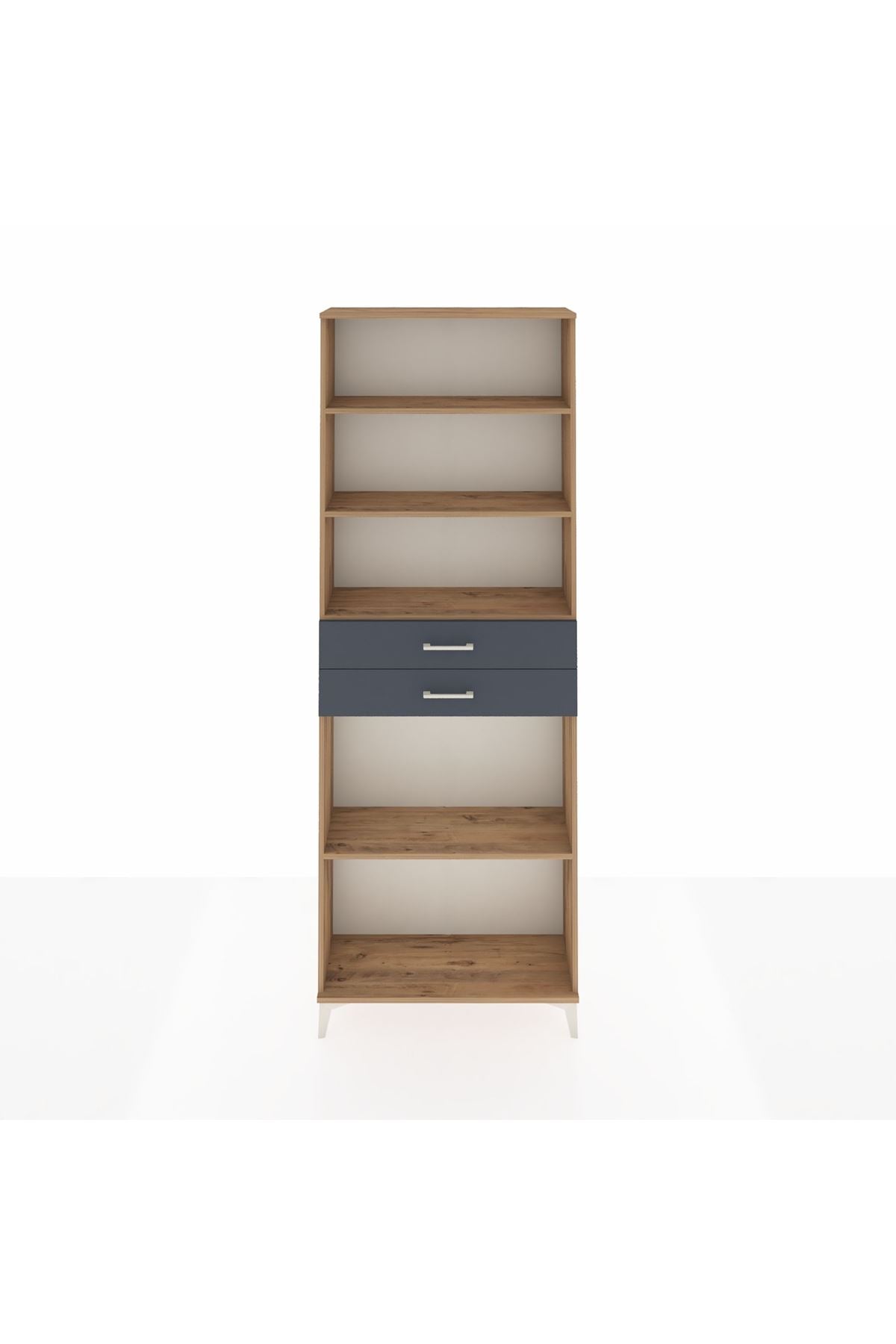 Arges Dolap 4 Raflı 2 Çekmeceli 88x30x243 Çam-Antrasit