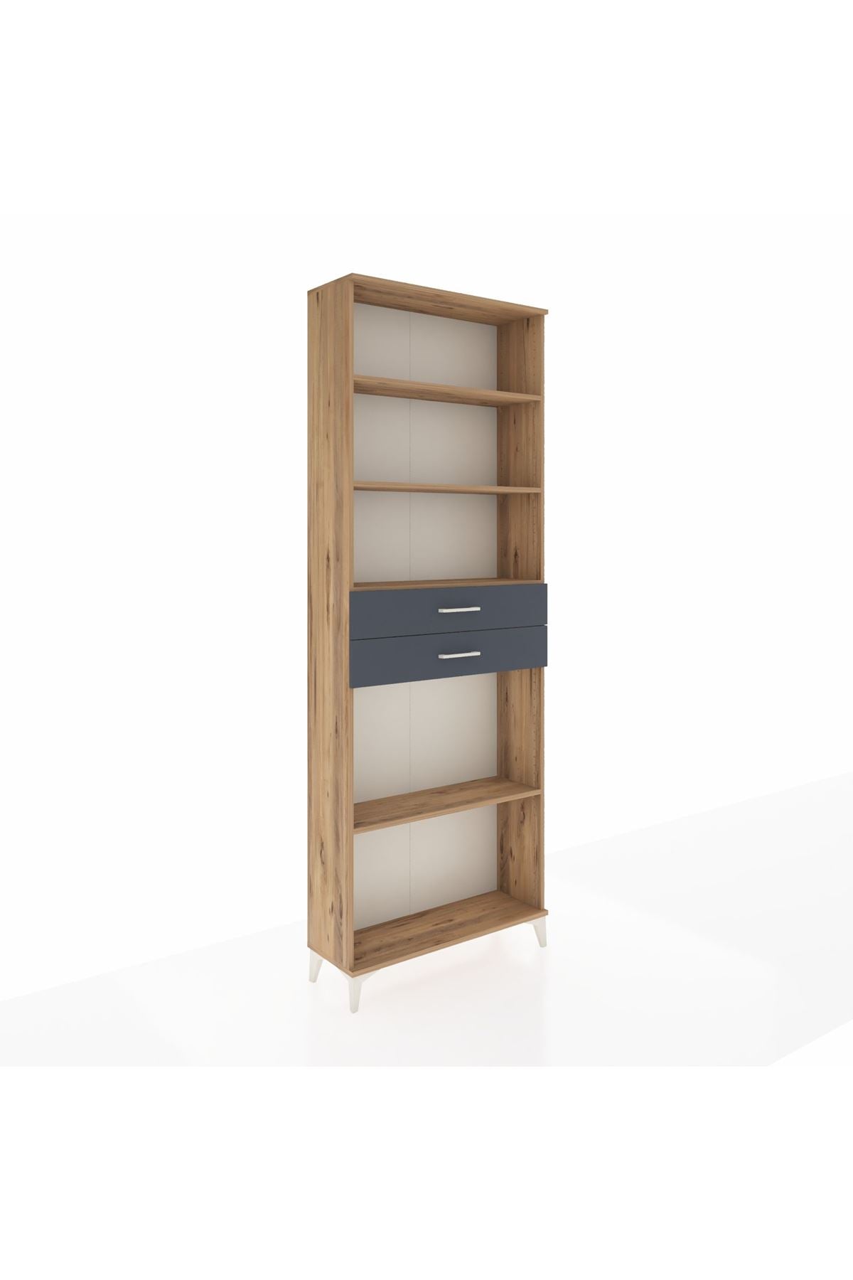 Arges Dolap 4 Raflı 2 Çekmeceli 88x30x243 Çam-Antrasit