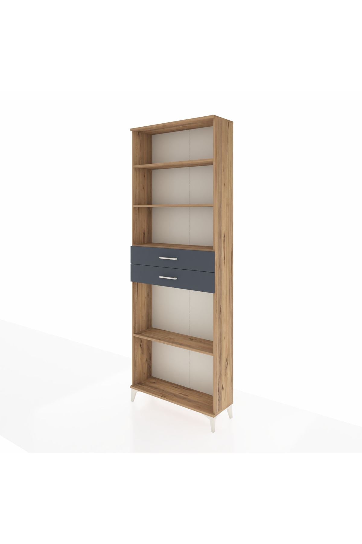 Arges Dolap 4 Raflı 2 Çekmeceli 88x30x243 Çam-Antrasit