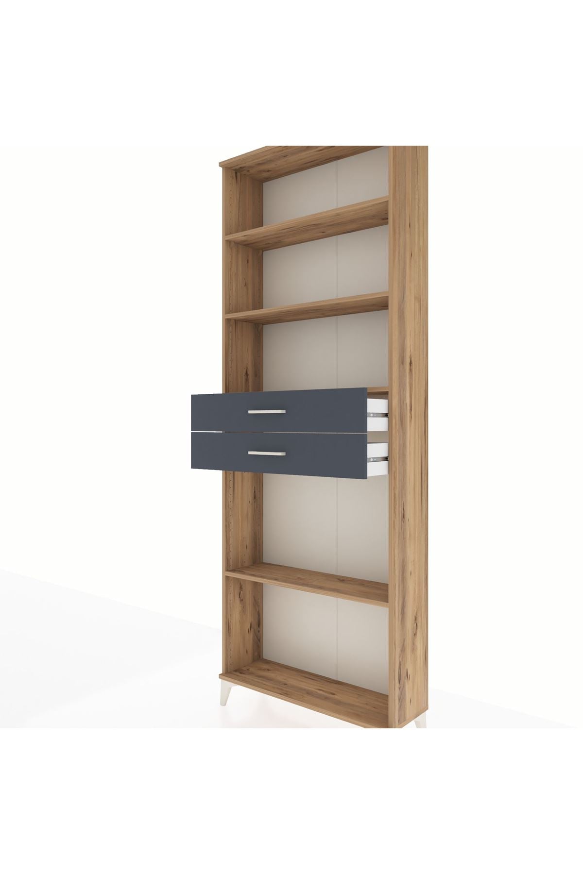 Arges Dolap 4 Raflı 2 Çekmeceli 88x30x243 Çam-Antrasit