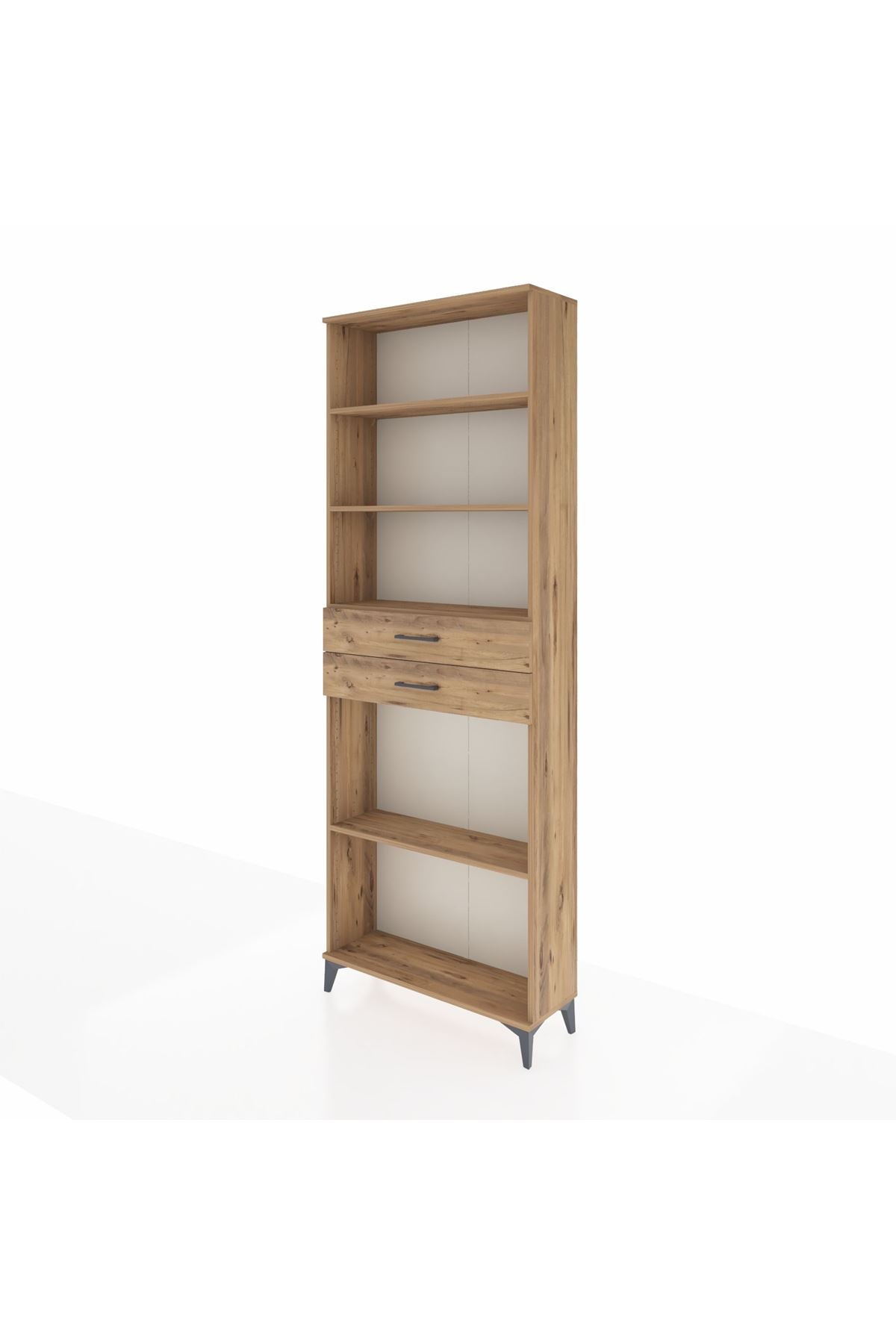 Arges Dolap 4 Raflı 2 Çekmeceli 88x30x243 Çam-Çam