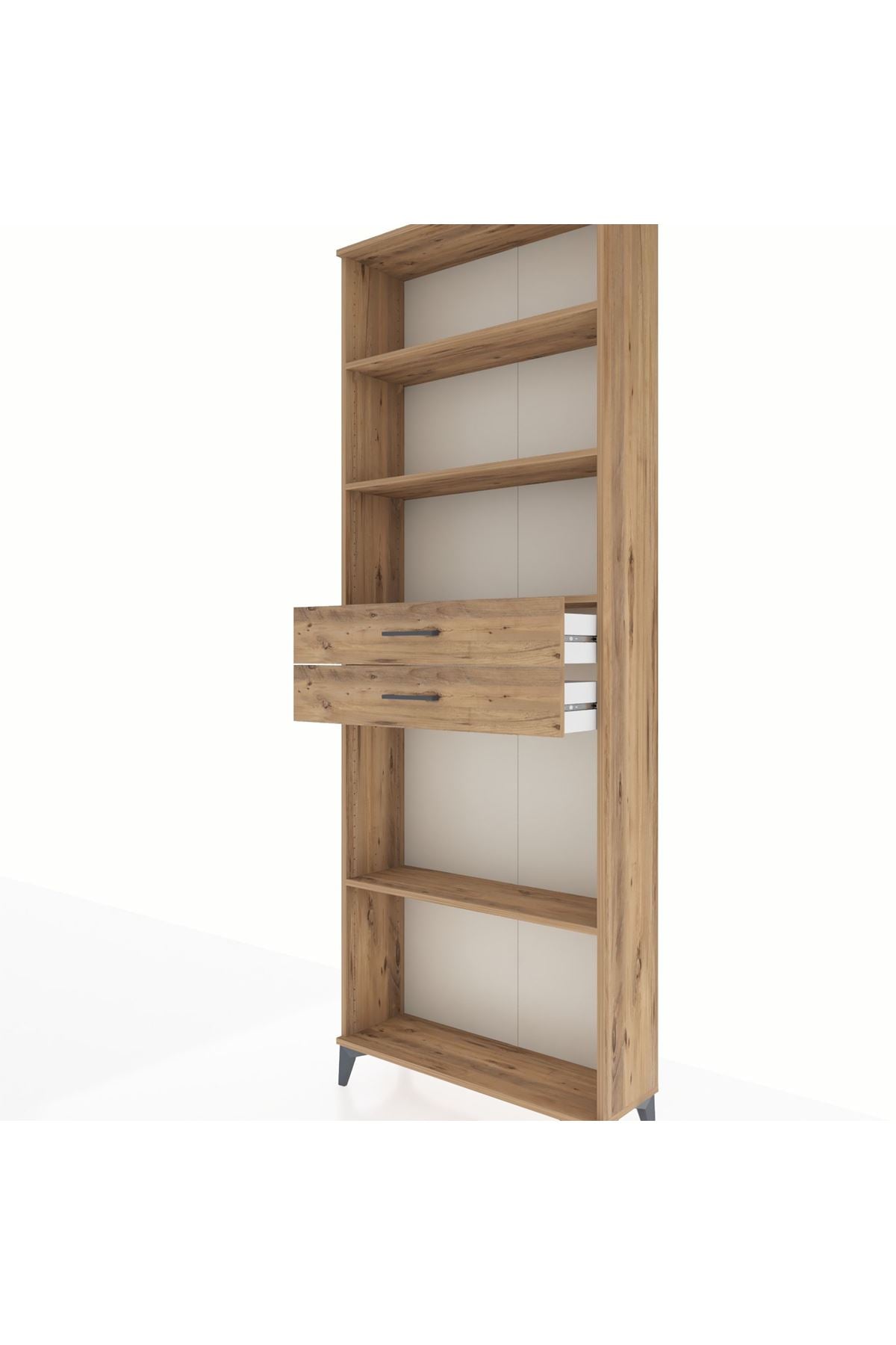 Arges Dolap 4 Raflı 2 Çekmeceli 88x30x243 Çam-Çam