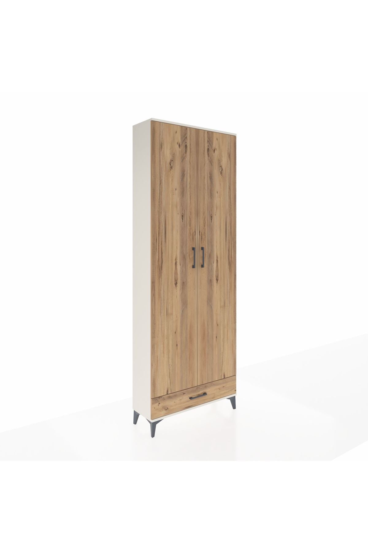 Arges Dolap 6 Raflı Tek Çekmeceli 2 Kapaklı 88x30x243 Aytaşı-Çam