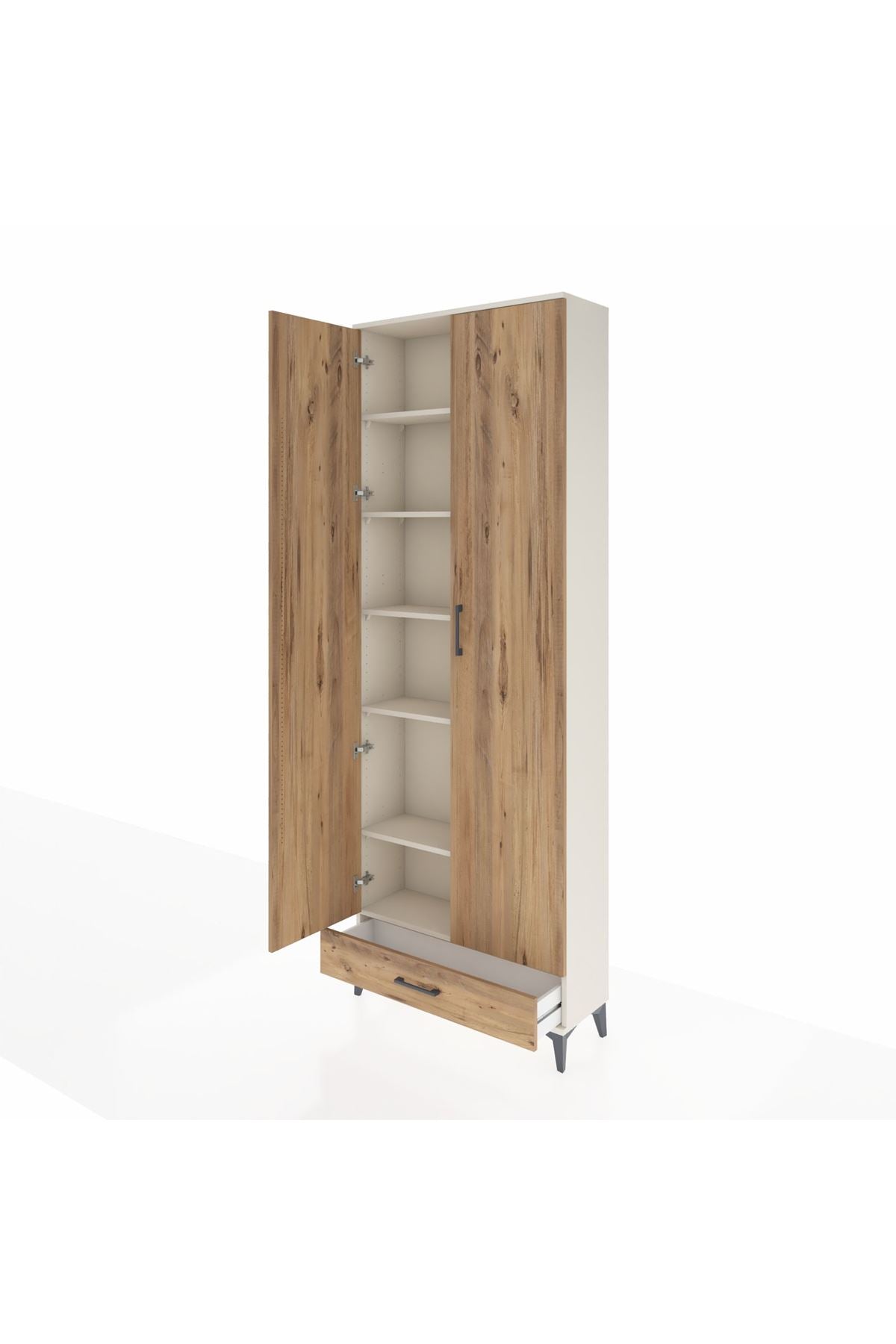 Arges Dolap 6 Raflı Tek Çekmeceli 2 Kapaklı 88x30x243 Aytaşı-Çam