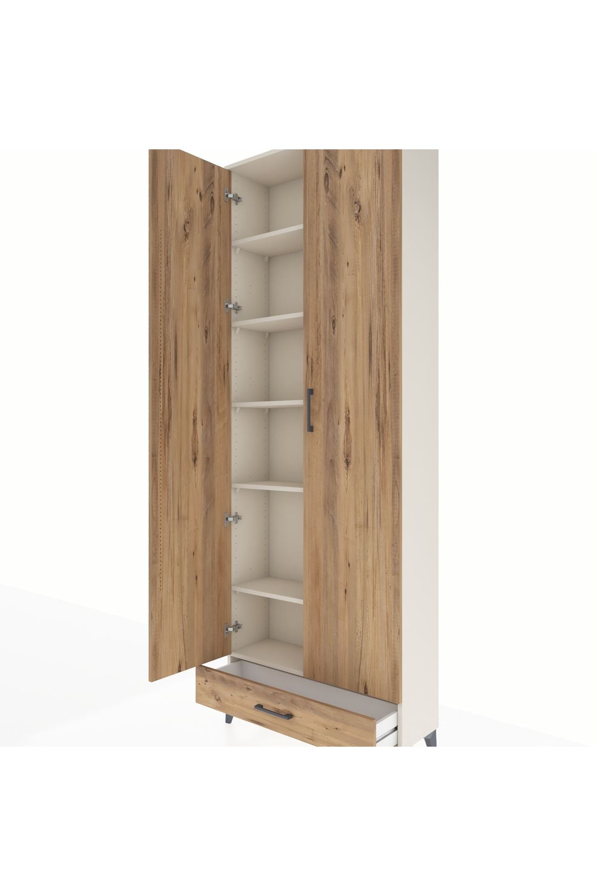 Arges Dolap 6 Raflı Tek Çekmeceli 2 Kapaklı 88x30x243 Aytaşı-Çam