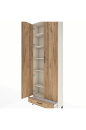 Arges Dolap 6 Raflı Tek Çekmeceli 2 Kapaklı 88x30x243 Aytaşı-Çam