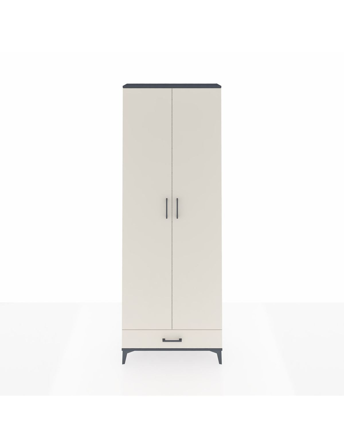 Arges Dolap 6 Raflı Tek Çekmeceli 2 Kapaklı 88x30x243 Antrasit-Aytaşı