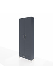 Arges Dolap 6 Raflı Tek Çekmeceli 2 Kapaklı 88x30x243 Antrasit-Antrasit