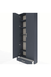 Arges Dolap 6 Raflı Tek Çekmeceli 2 Kapaklı 88x30x243 Antrasit-Antrasit