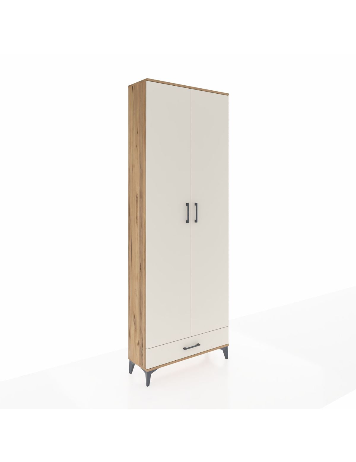 Arges Dolap 6 Raflı Tek Çekmeceli 2 Kapaklı 88x30x243 Çam-Aytaşı