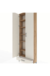 Arges Dolap 6 Raflı Tek Çekmeceli 2 Kapaklı 88x30x243 Çam-Aytaşı